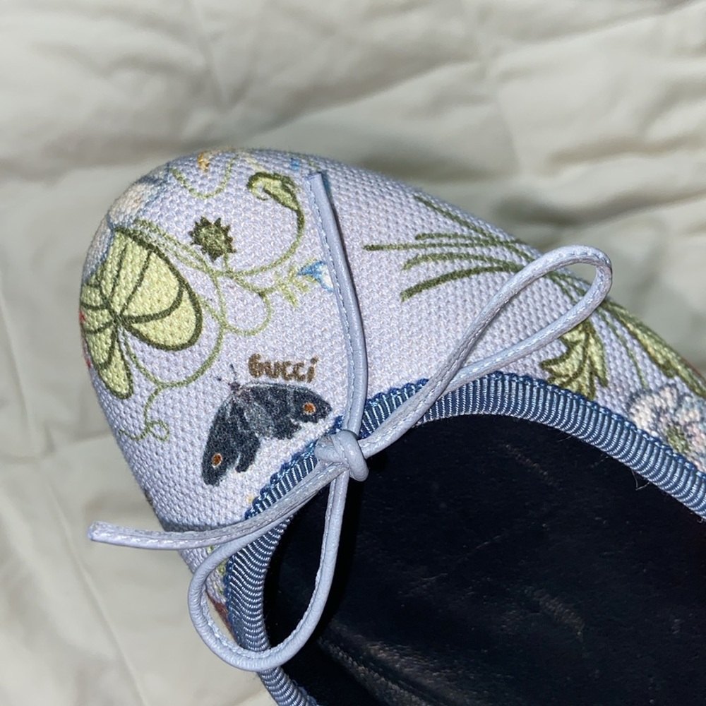 EUC Gucci womens shoes Ali flats floral print bow - Picture 5 of 15